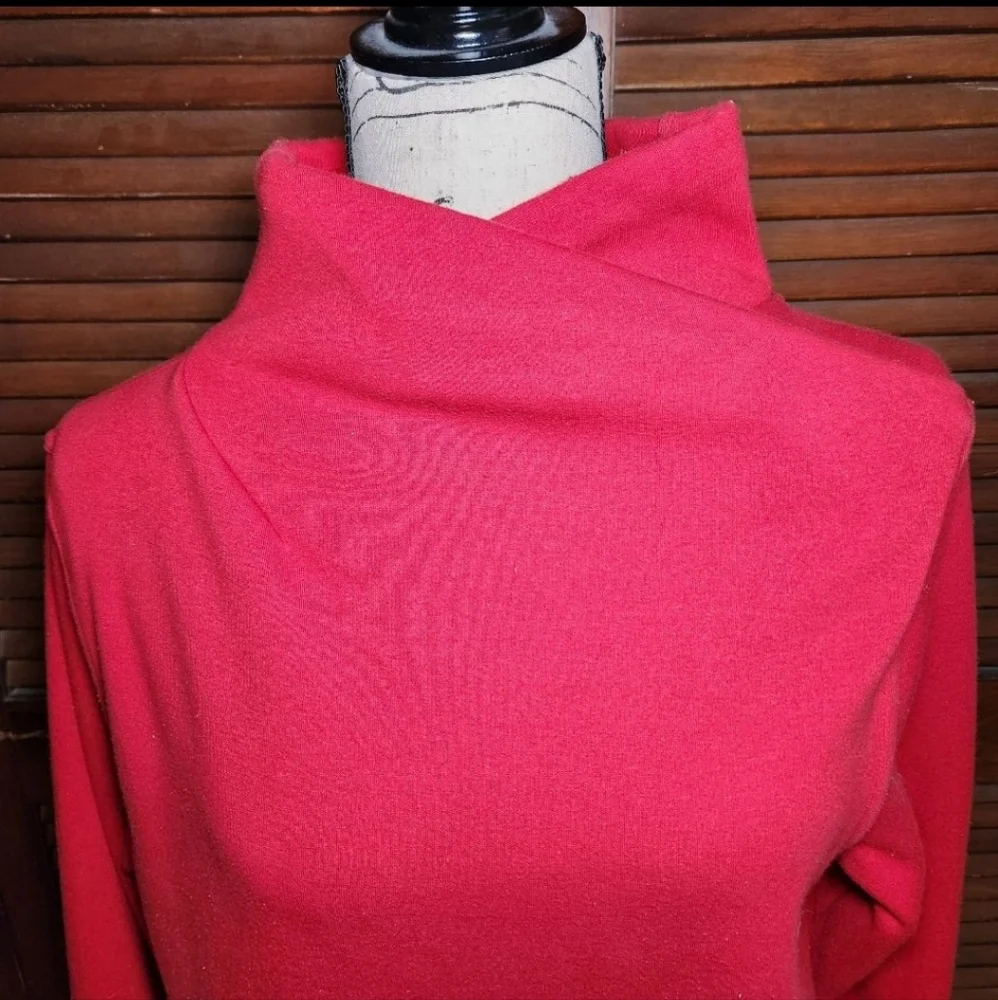 Athleta Cozy Karma Red Mock Neck Oversize Mini Sweatshirt Dress - Picture 3 of 11
